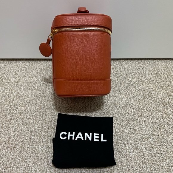 Chanel CC Caviar Vanity Case Vintage Timeless Orange Leather Top Handle Bag - Picture 4 of 13